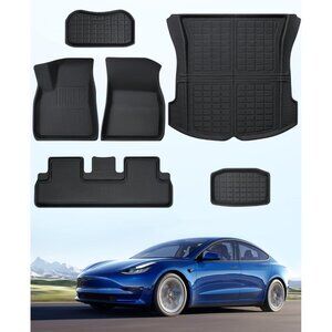 Floor mats for Tesla Model 3|2021-2023 Custom Fit Liners | Trunk Frunk Cargo
